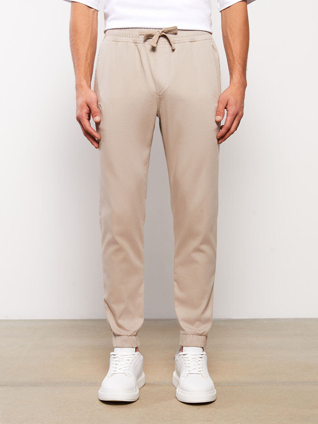 Bej Slim Fit Erkek Jogger Pantolon-3