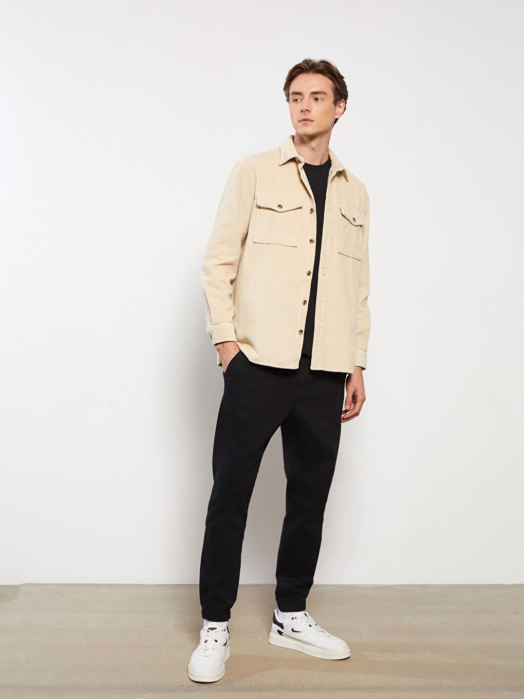 Siyah Slim Fit Erkek Jogger Pantolon-1