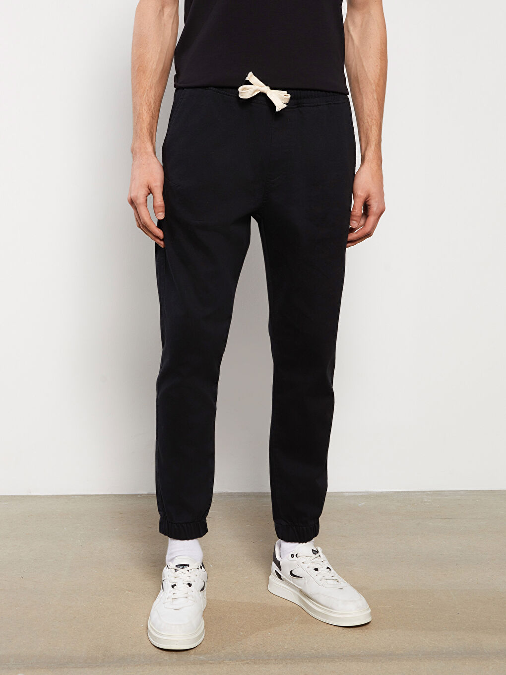 Siyah Slim Fit Erkek Jogger Pantolon-2