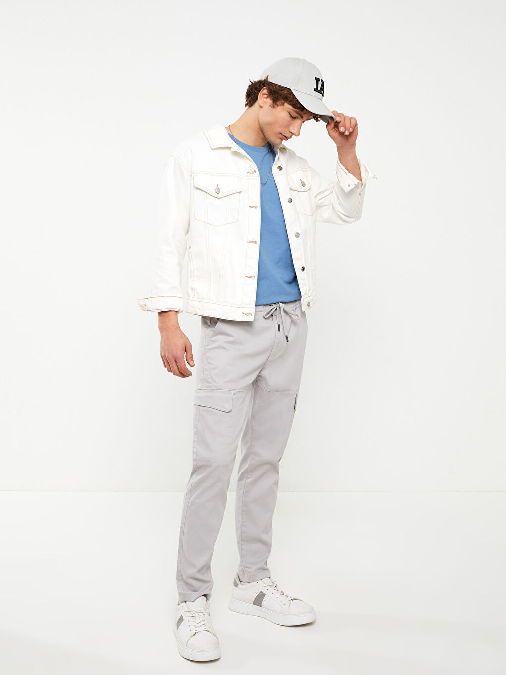 Gri Standart Kalıp Erkek Kargo Pantolon-1