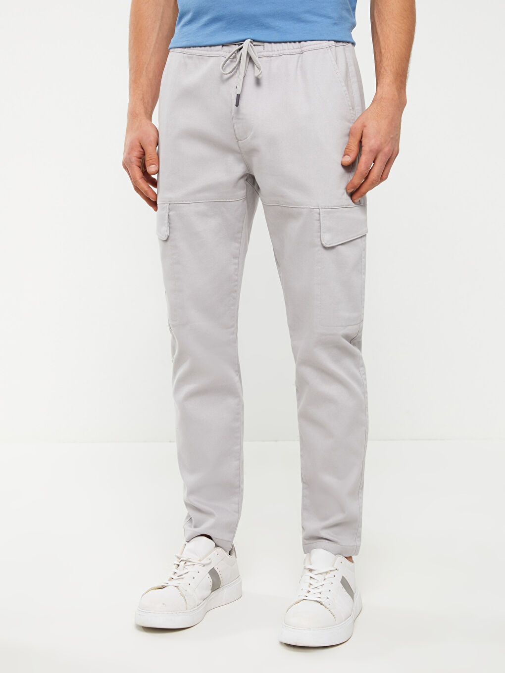 Gri Standart Kalıp Erkek Kargo Pantolon-2