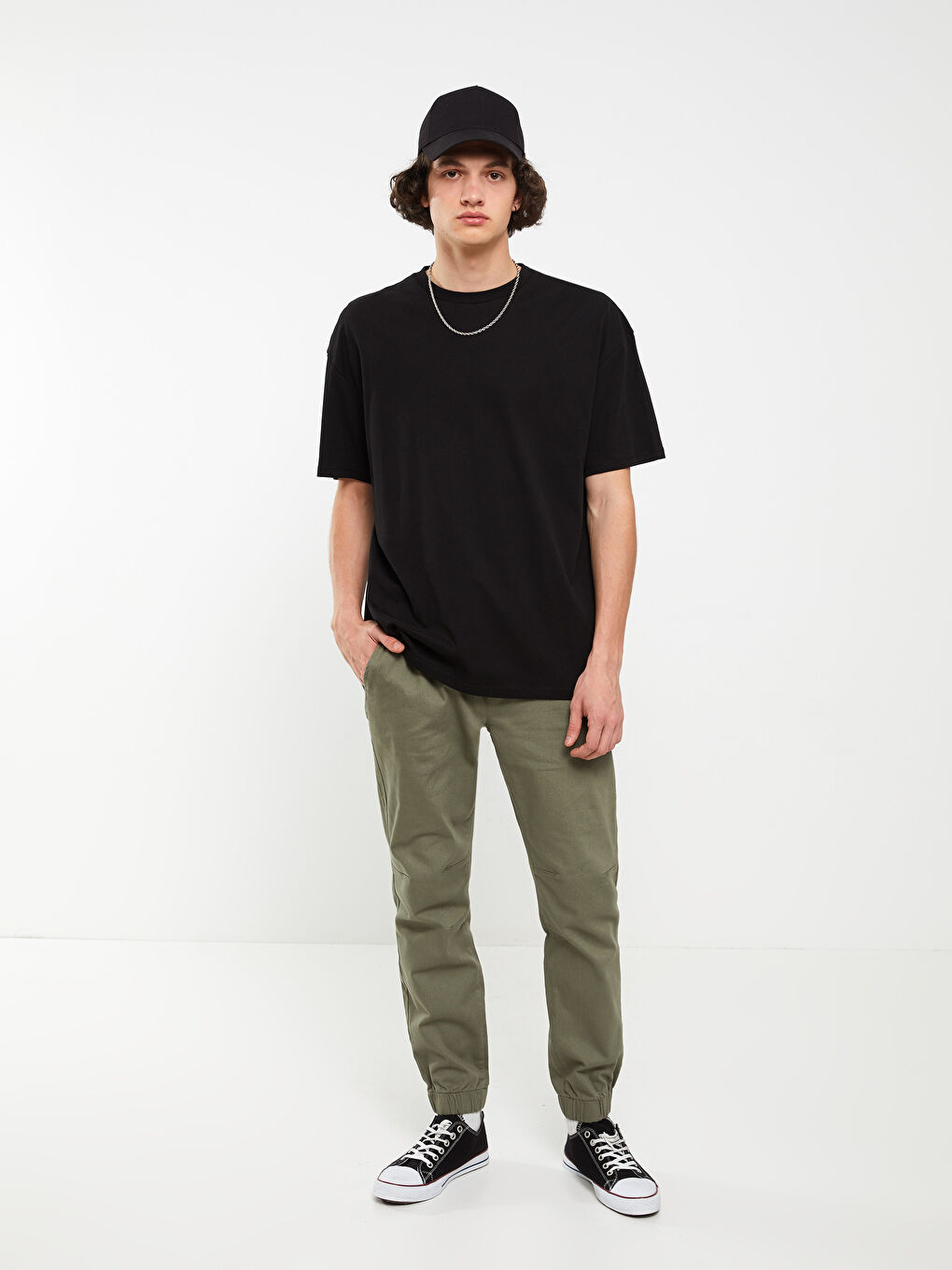 Ерлерге арналған тар пішім саржа джоггер шалбар-1