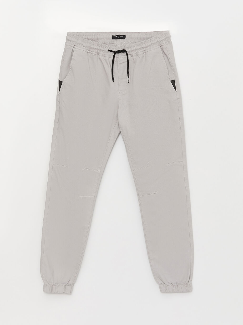 Gri Slim Fit Gabardin Erkek Jogger Pantolon-5