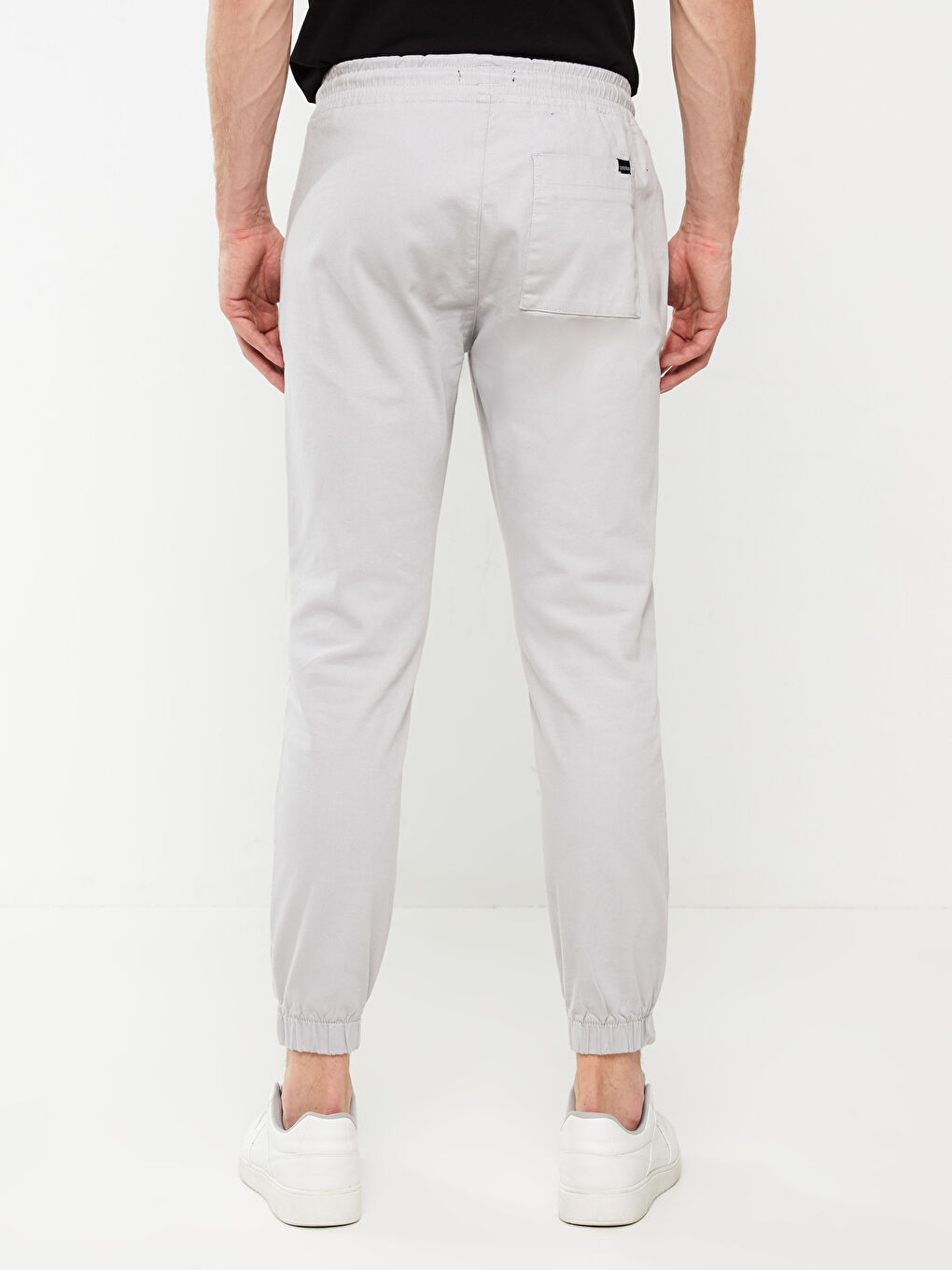 Gri Slim Fit Gabardin Erkek Jogger Pantolon-4