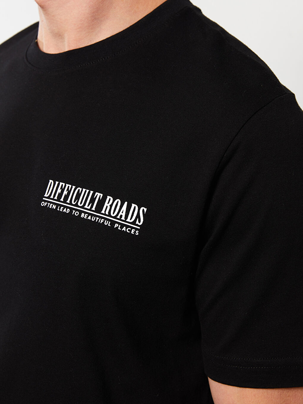 Tricou pentru Bărbați cu Guler Rotund, Mânecă Scurtă, Imprimat, din Bumbac Pieptănat-3