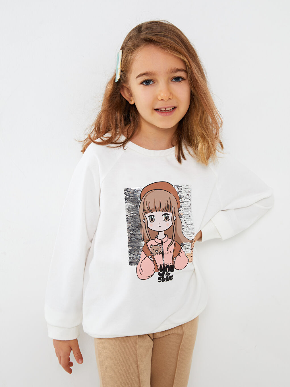 Hanorac Guler Rotund Paiete Reversibile Mânecă Lungă Fete-1