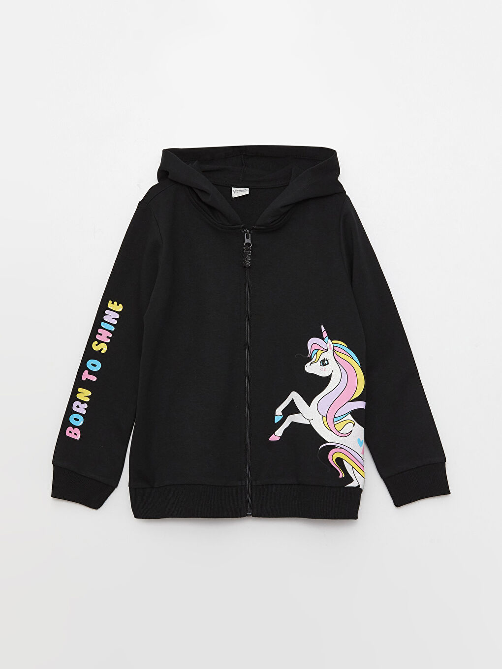 Hooded Printed Long Sleeve Girls' Zippered Sweatshirt -S31896Z4-CVL