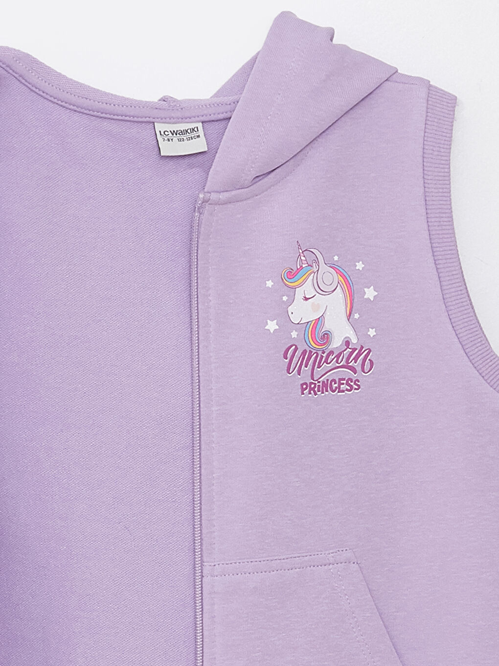 LCW Kids Hooded Printed Girl Zippered Vest -S31897Z4-KYB