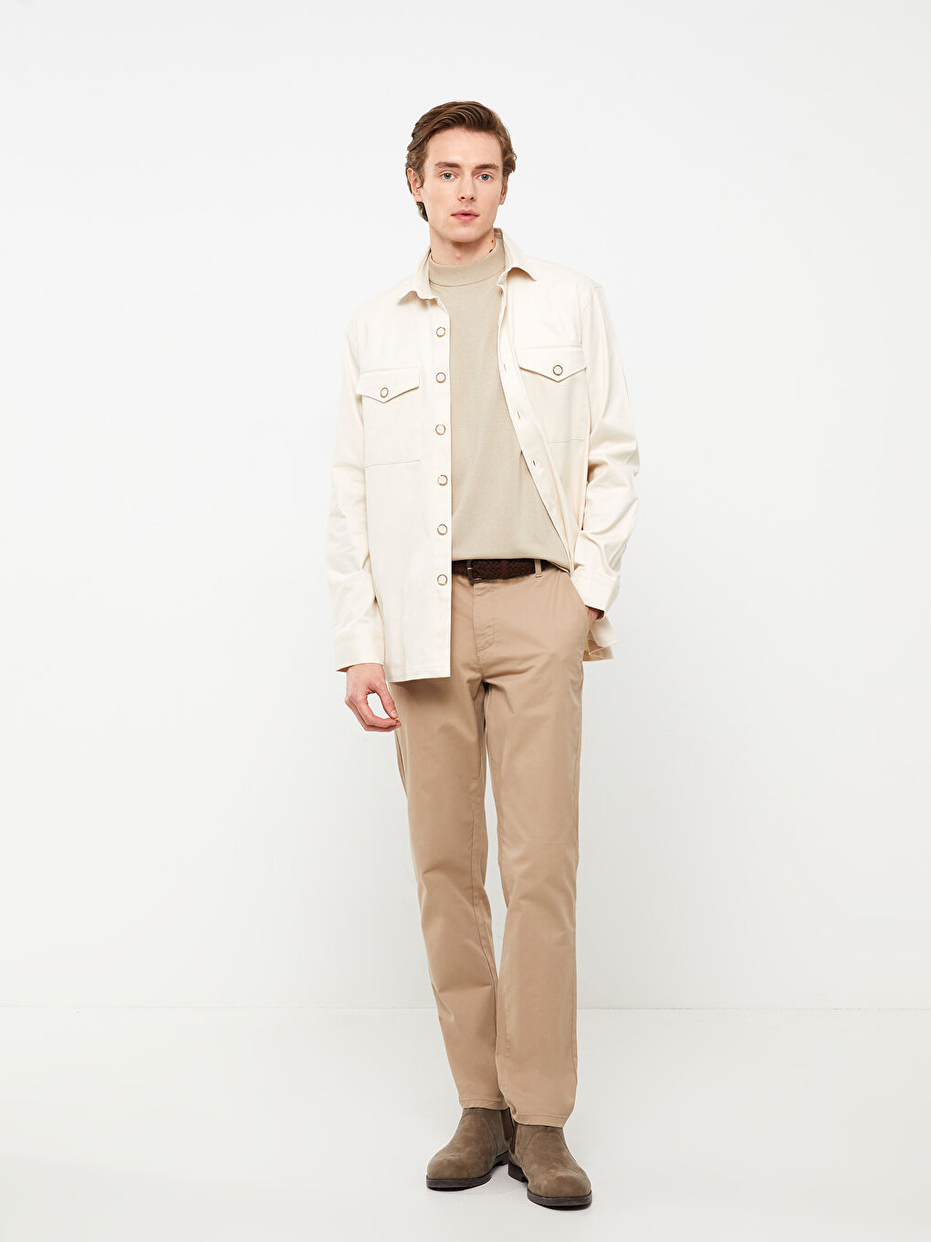 SOUTHBLUE Relaxed Fit Long Sleeve Twill Men's Shirt Jacket -S31900Z8-SGT