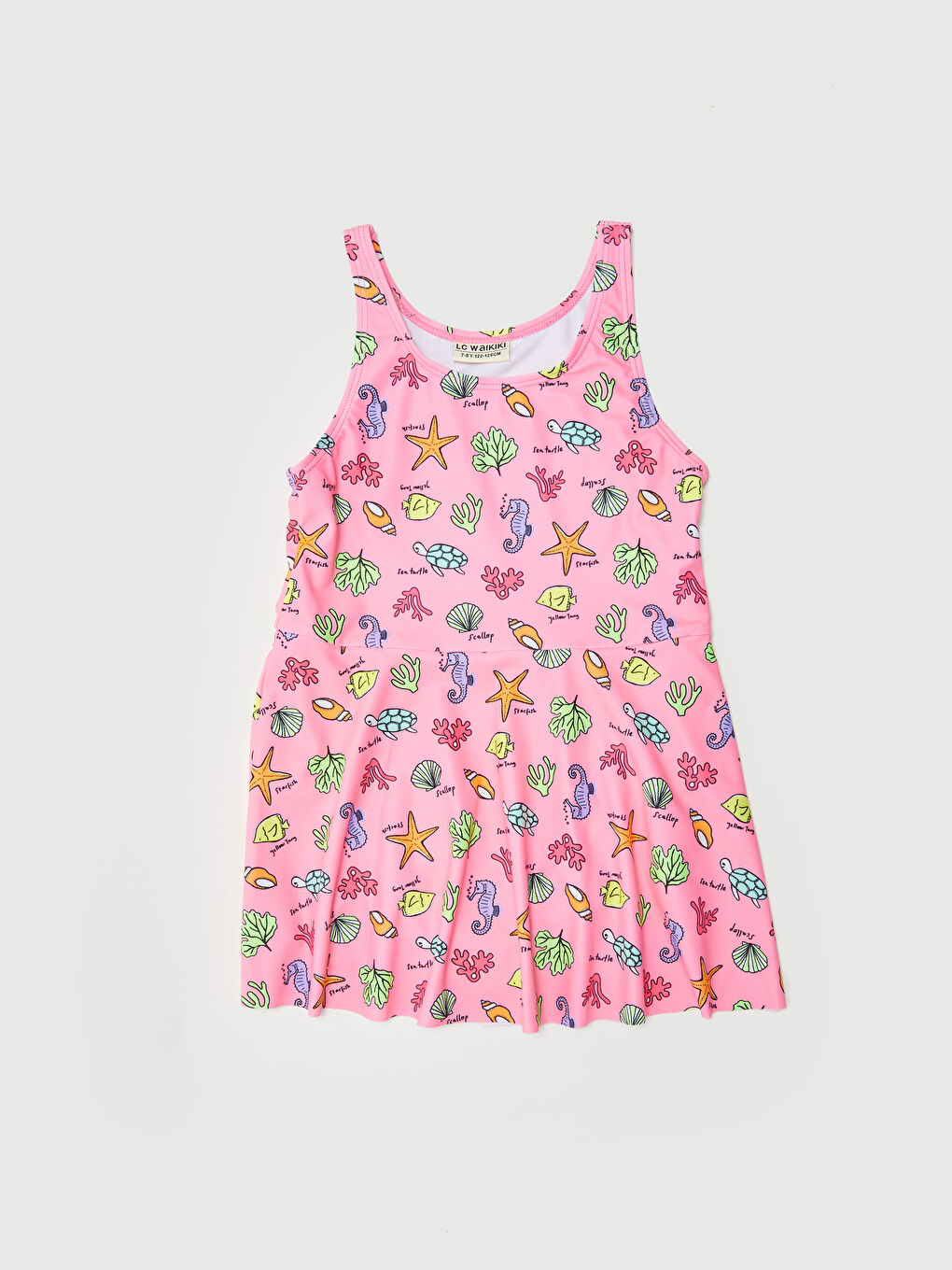 Girl's Skirted Swimsuit With Printed Flexible Fabric -S31907Z4-QK8