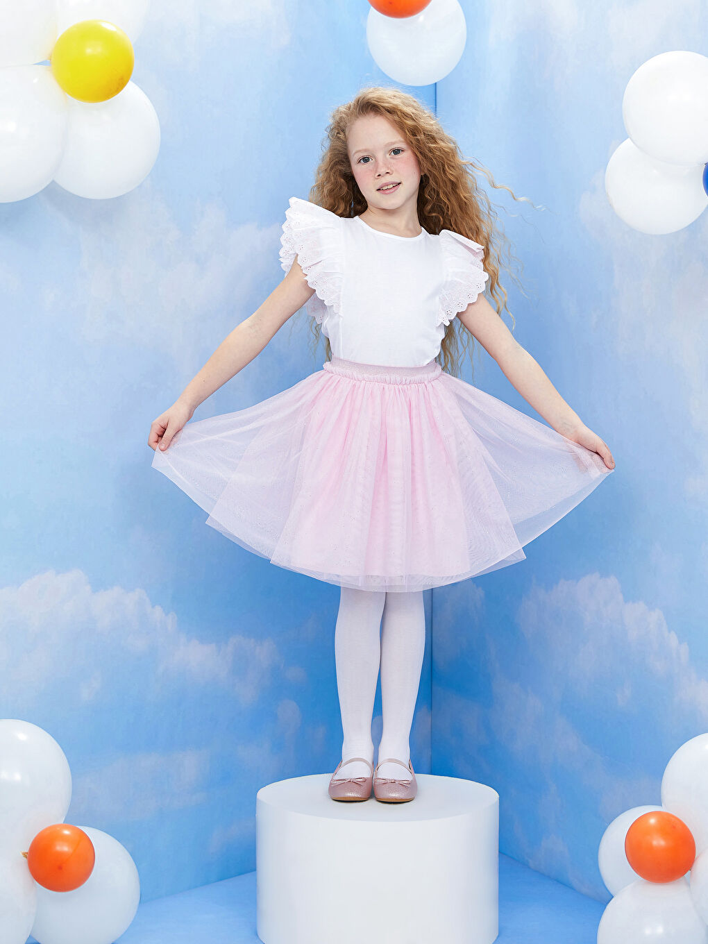 LCW Kids Elastic Waist Girl Tulle Skirt -S31947Z4-G0G