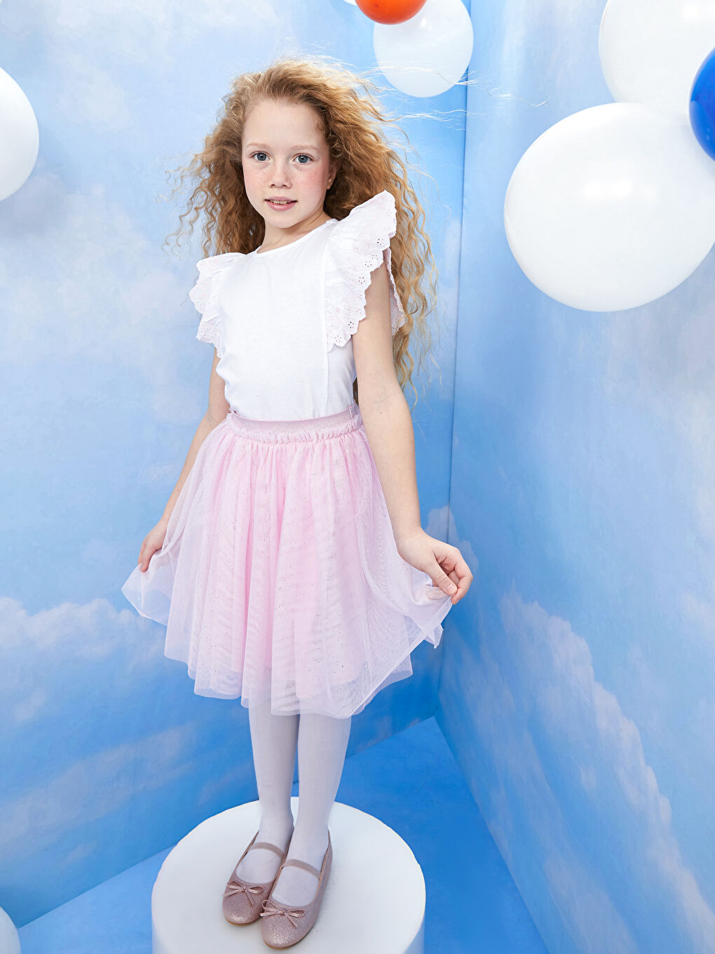 LCW Kids Elastic Waist Girl Tulle Skirt -S31947Z4-G0G