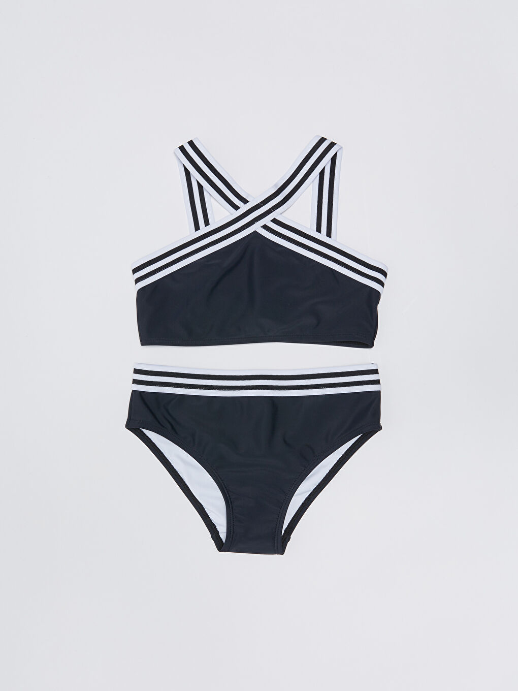 LCW Kids Siyah Çizgili Kız Çocuk Bikini