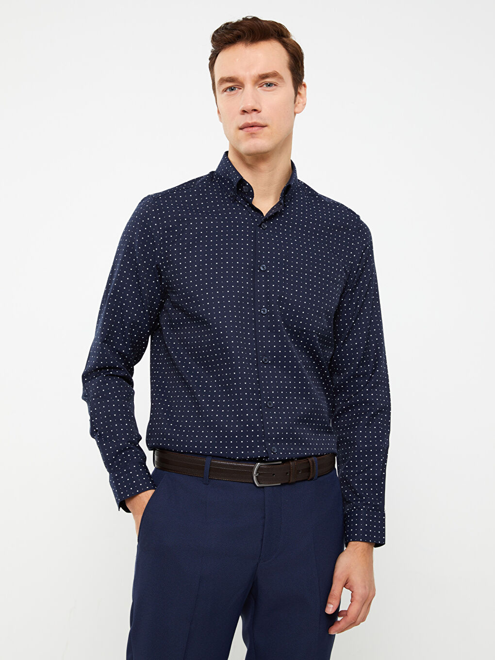 Cămașă Bărbați Regular Fit Mânecă Lungă Imprimat Gabardină