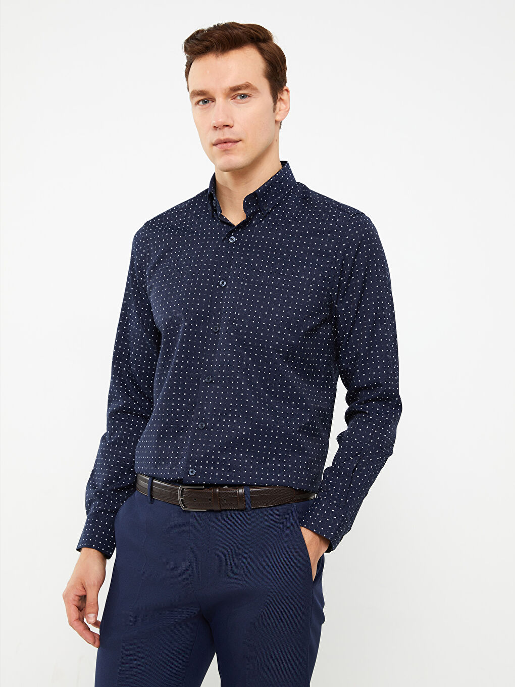 Cămașă Bărbați Regular Fit Mânecă Lungă Imprimat Gabardină-1