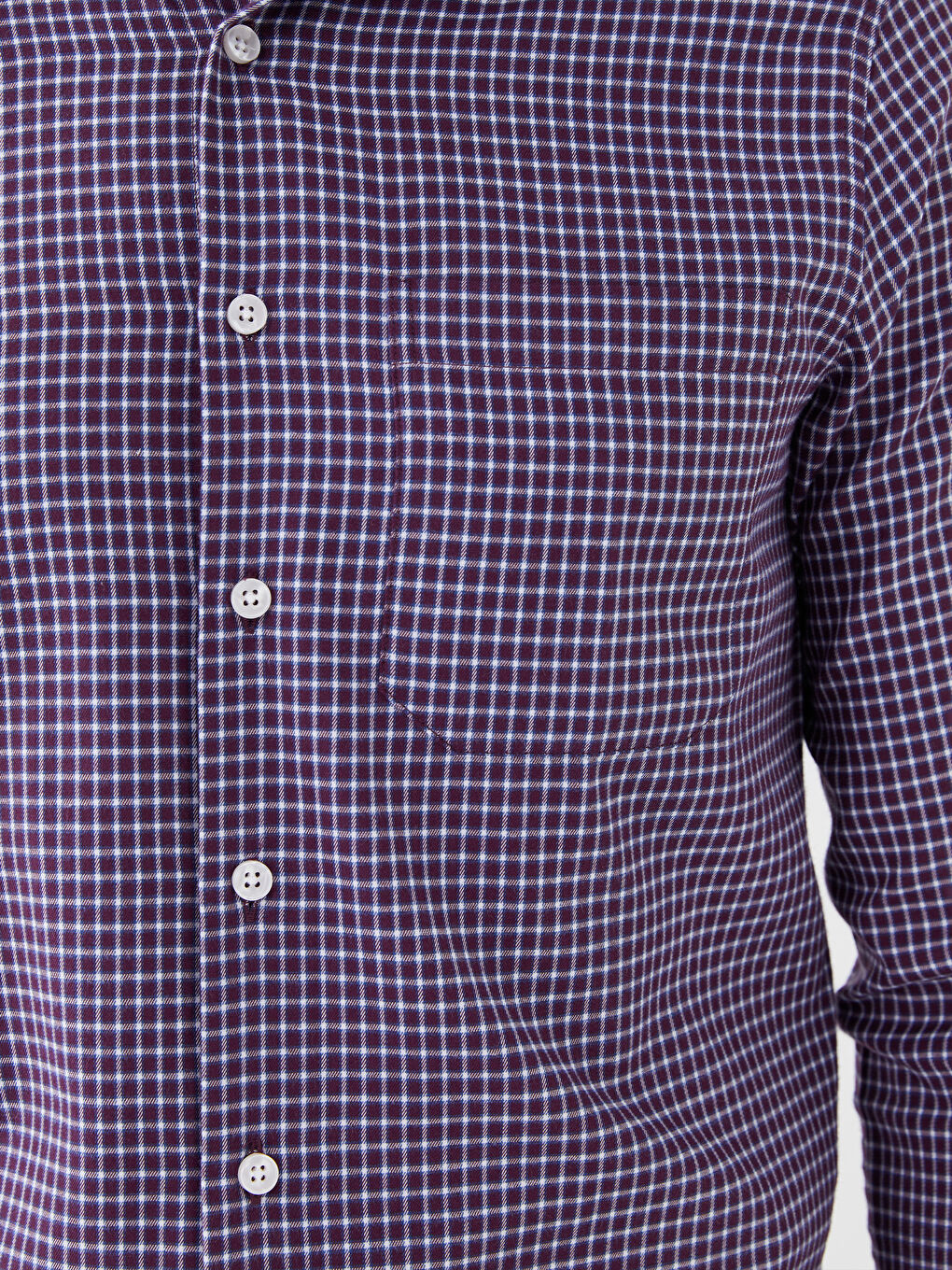 Cămașă Relaxată cu Mânecă Lungă din Țesătură în Diagonală cu Carouri pentru Bărbați-3