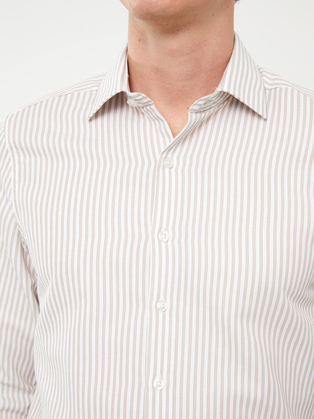 Slim Fit Long Sleeve Striped Dobby Men's Shirt -S31983Z8-LE8