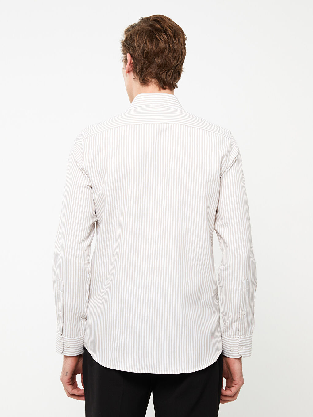 Slim Fit Long Sleeve Striped Dobby Men's Shirt -S31983Z8-LE8
