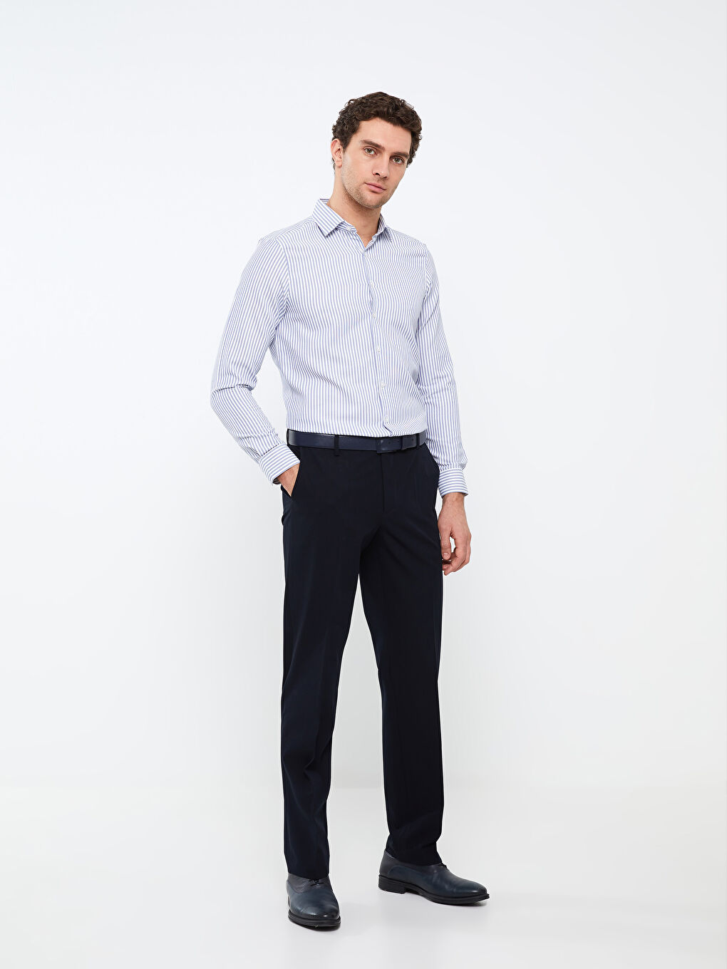 Slim Fit Long Sleeve Striped Dobby Men's Shirt -S31983Z8-LGS