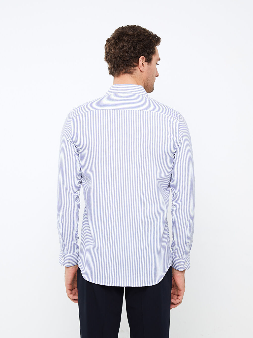 Slim Fit Long Sleeve Striped Dobby Men's Shirt -S31983Z8-LGS