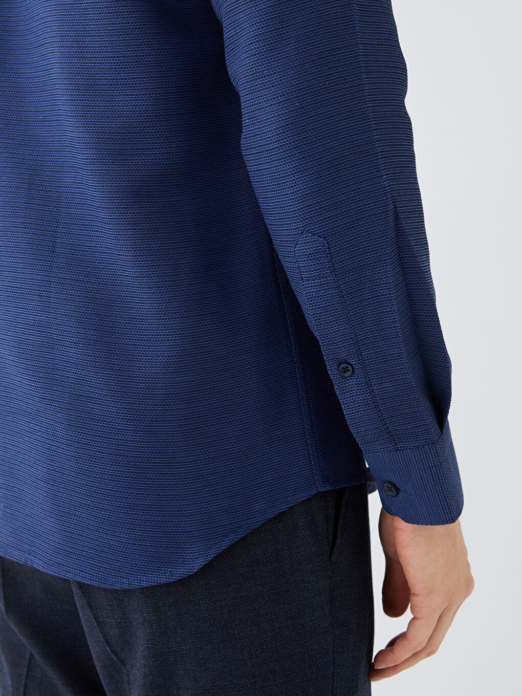 Slim Fit Long Sleeve Dobby Men's Shirt-3