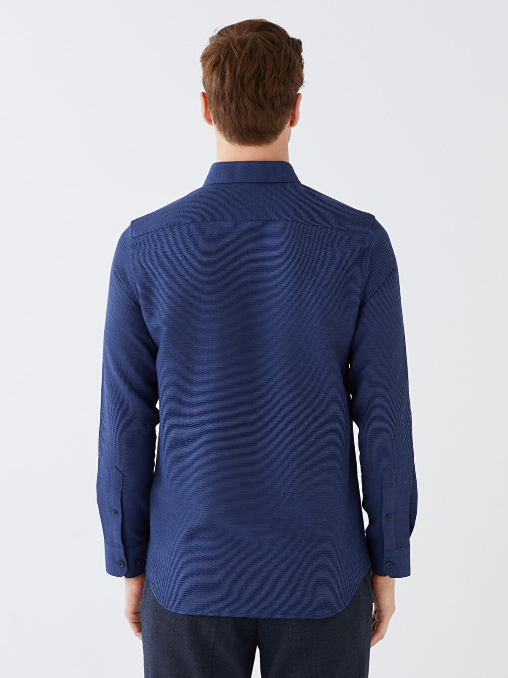 Slim Fit Long Sleeve Dobby Men's Shirt-4