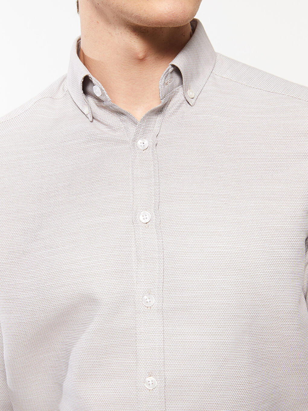 Slim Fit Long Sleeve Dobby Weave Men's Shirt -S31987Z8-S2W