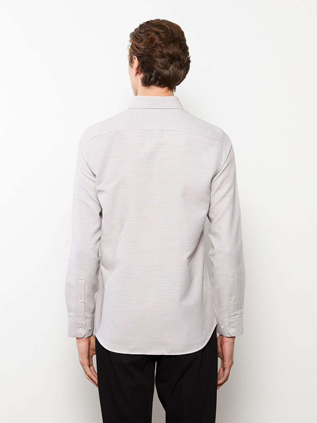 Slim Fit Long Sleeve Dobby Weave Men's Shirt -S31987Z8-S2W