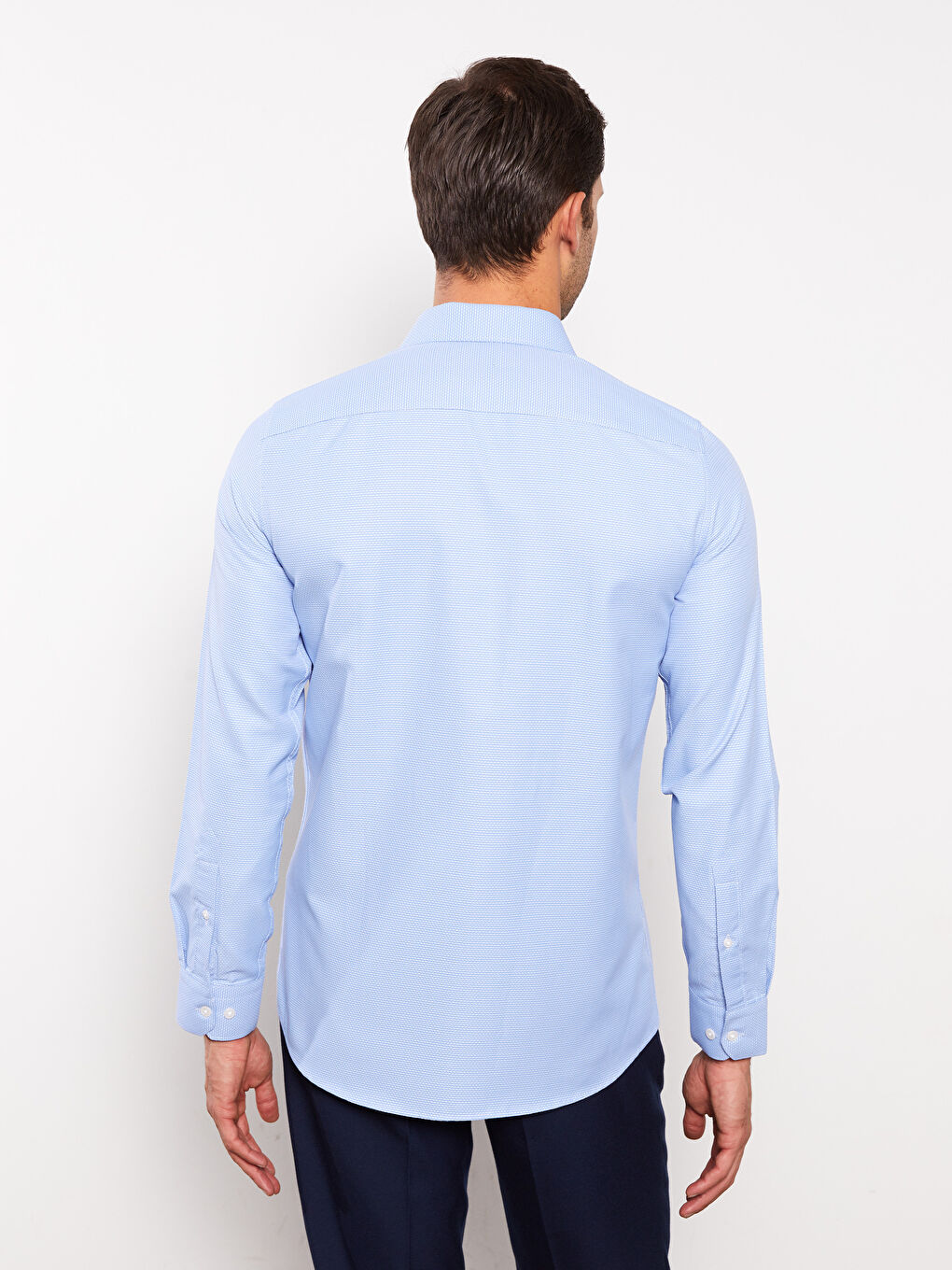 Slim Fit Long Sleeve Dobby Men's Shirt-4