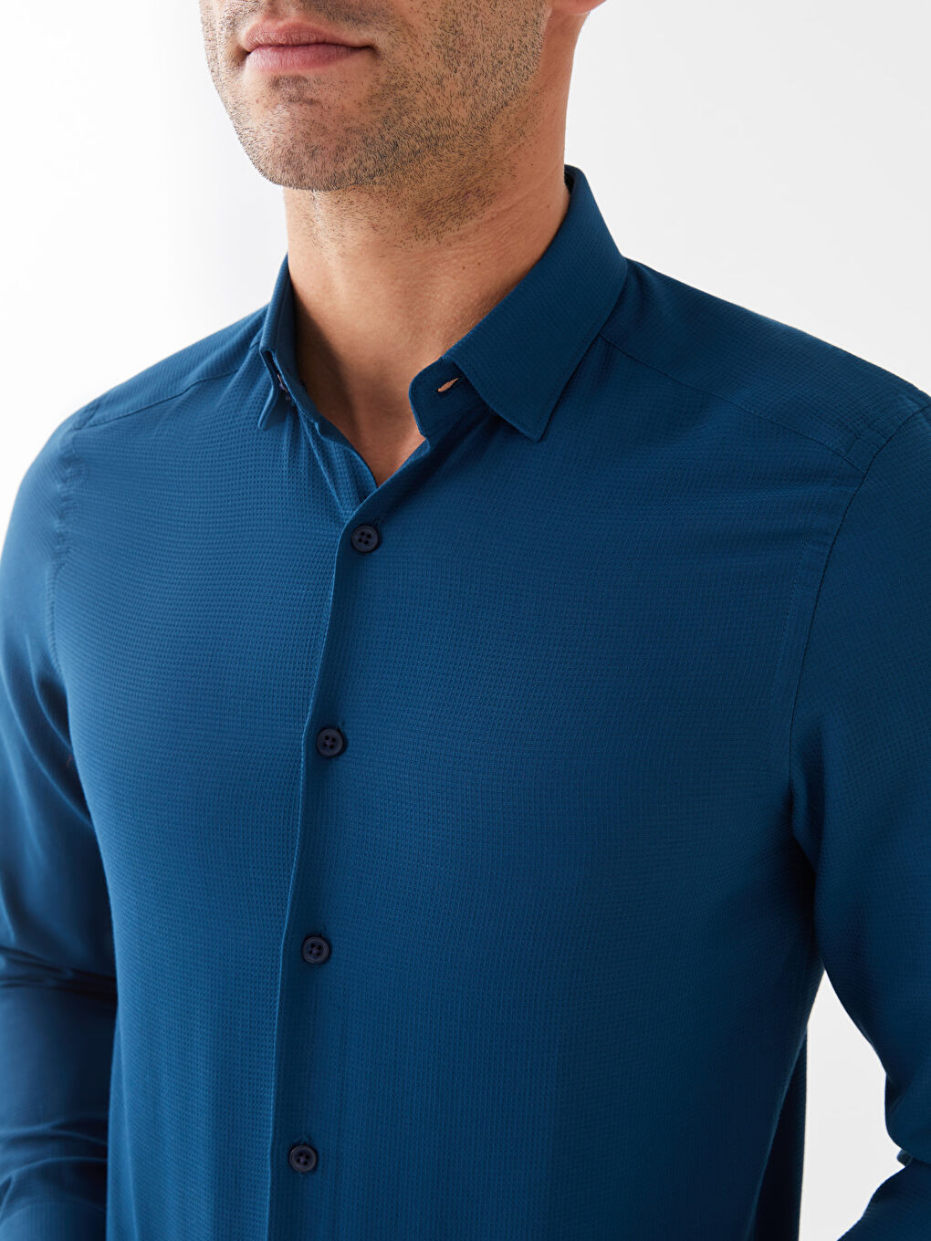 ерлерге арналған тар пішім ұзын жең добби матасы жейде-3