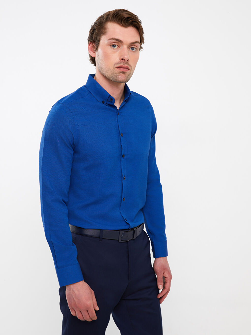 قميص أوكسفورد كم طويل رفيع للرجال