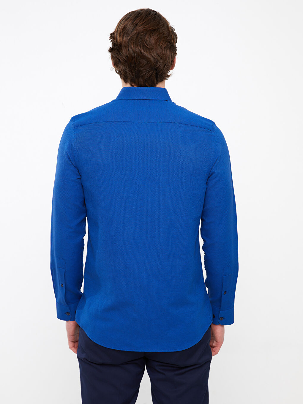 قميص أوكسفورد كم طويل رفيع للرجال-4