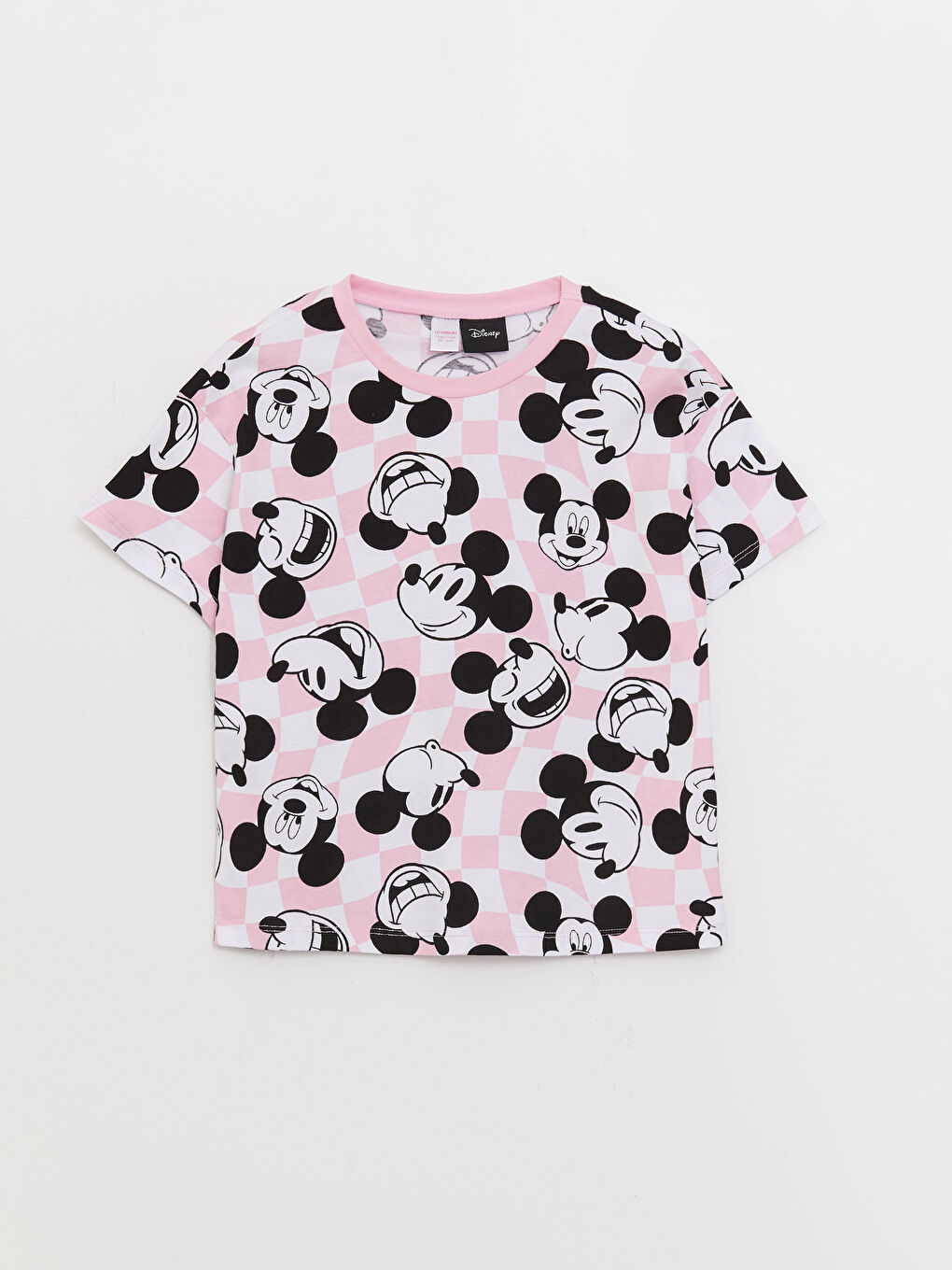 Crew Neck Mickey Mouse Printed Short Sleeve Girls' Pyjama Set-1