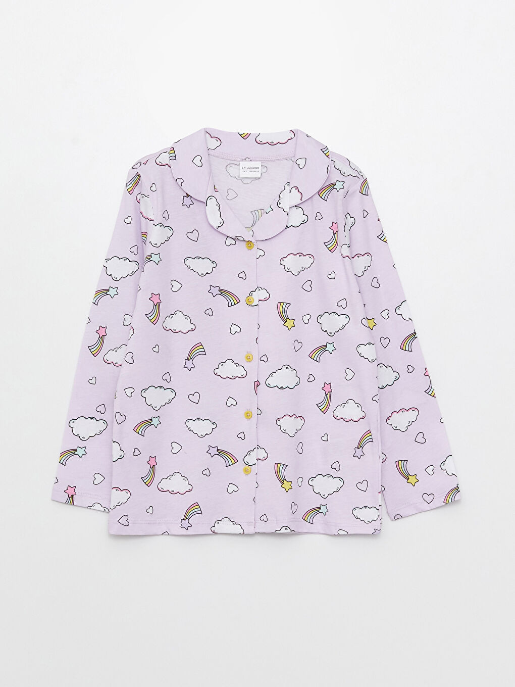 Shirt Collar Patterned Long Sleeve Girls Pajamas Set -S32031Z4-LSC
