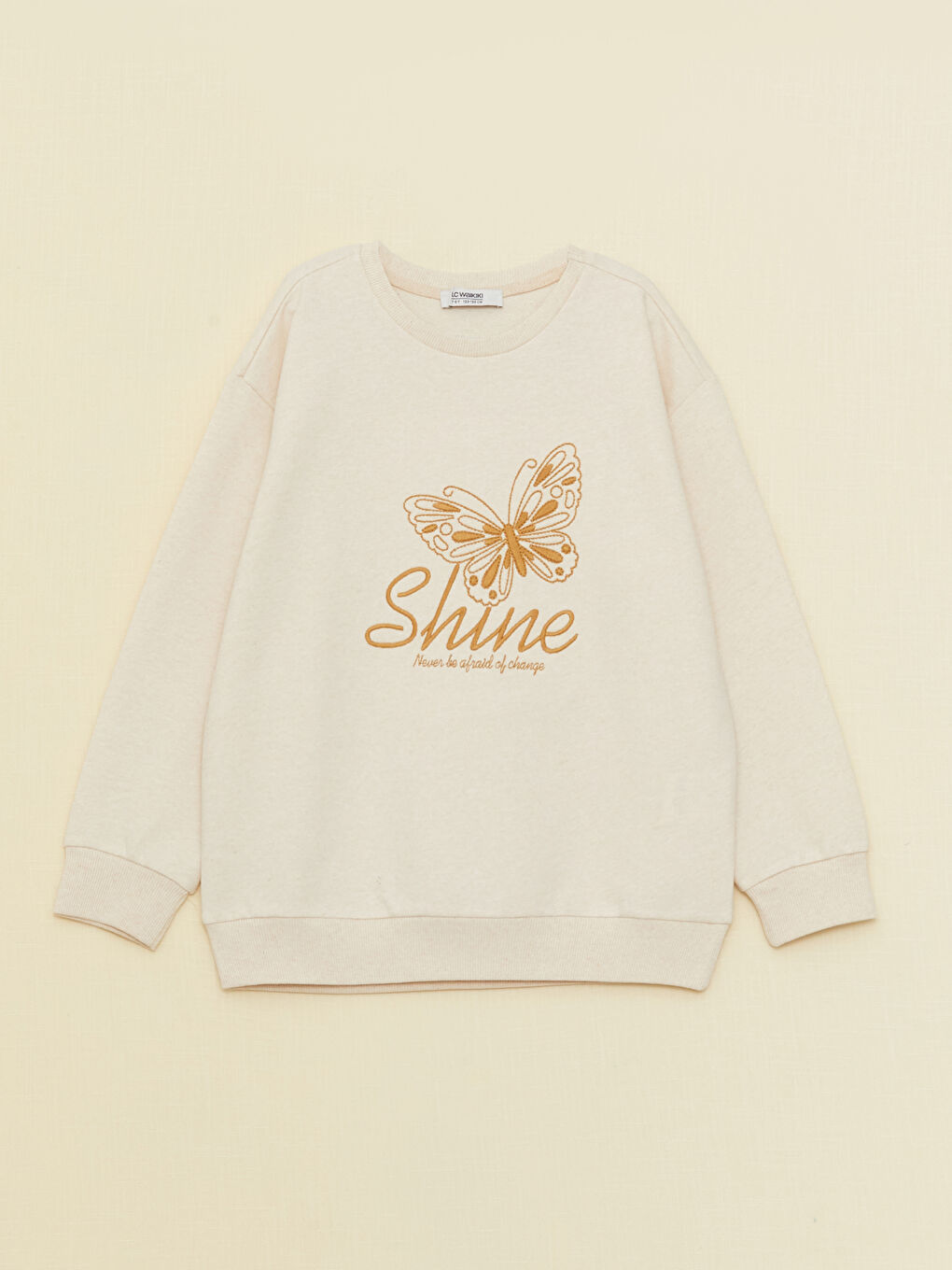 LCW Kids Crew Neck Embroidered Long Sleeve Girl's Sweatshirt -S32046Z4-S23