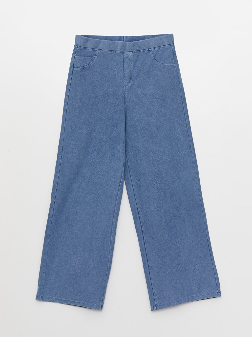 Lacivert Beli Lastikli Basic Geniş Paça Kız Çocuk Pantolon