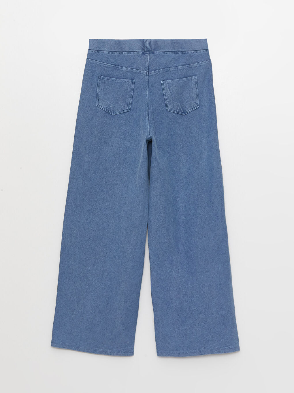 Lacivert Beli Lastikli Basic Geniş Paça Kız Çocuk Pantolon-1