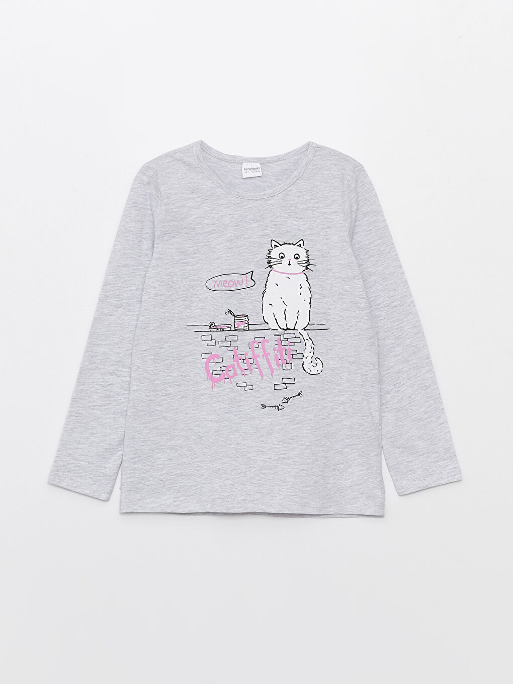 Crew Neck Printed Long Sleeve Girl Pajama Set -S32051Z4-CT3