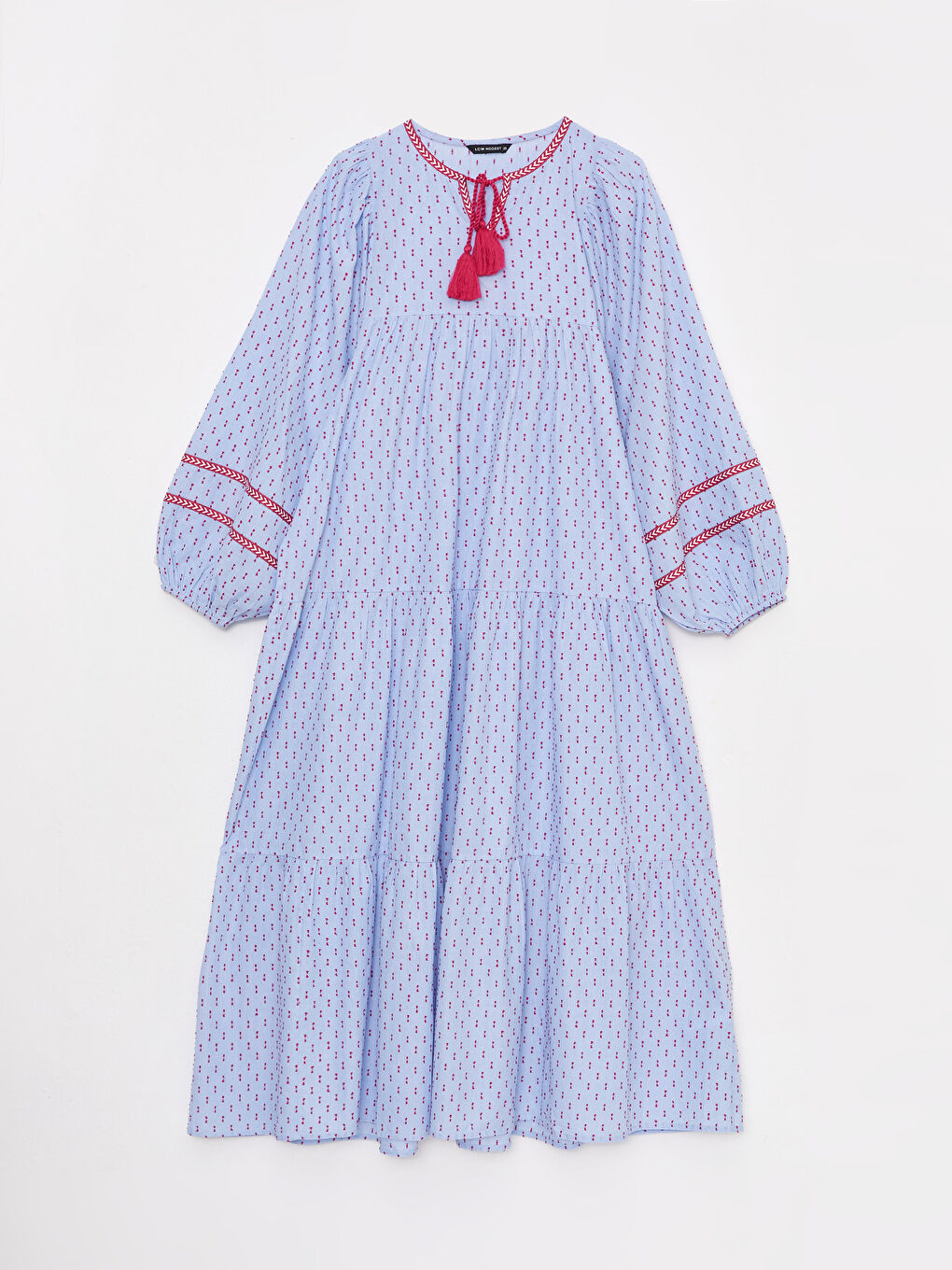 LCW Modest Bağlamalı Yaka Desenli Uzun Kollu Kadın Elbise -S32055Z8-LQQ