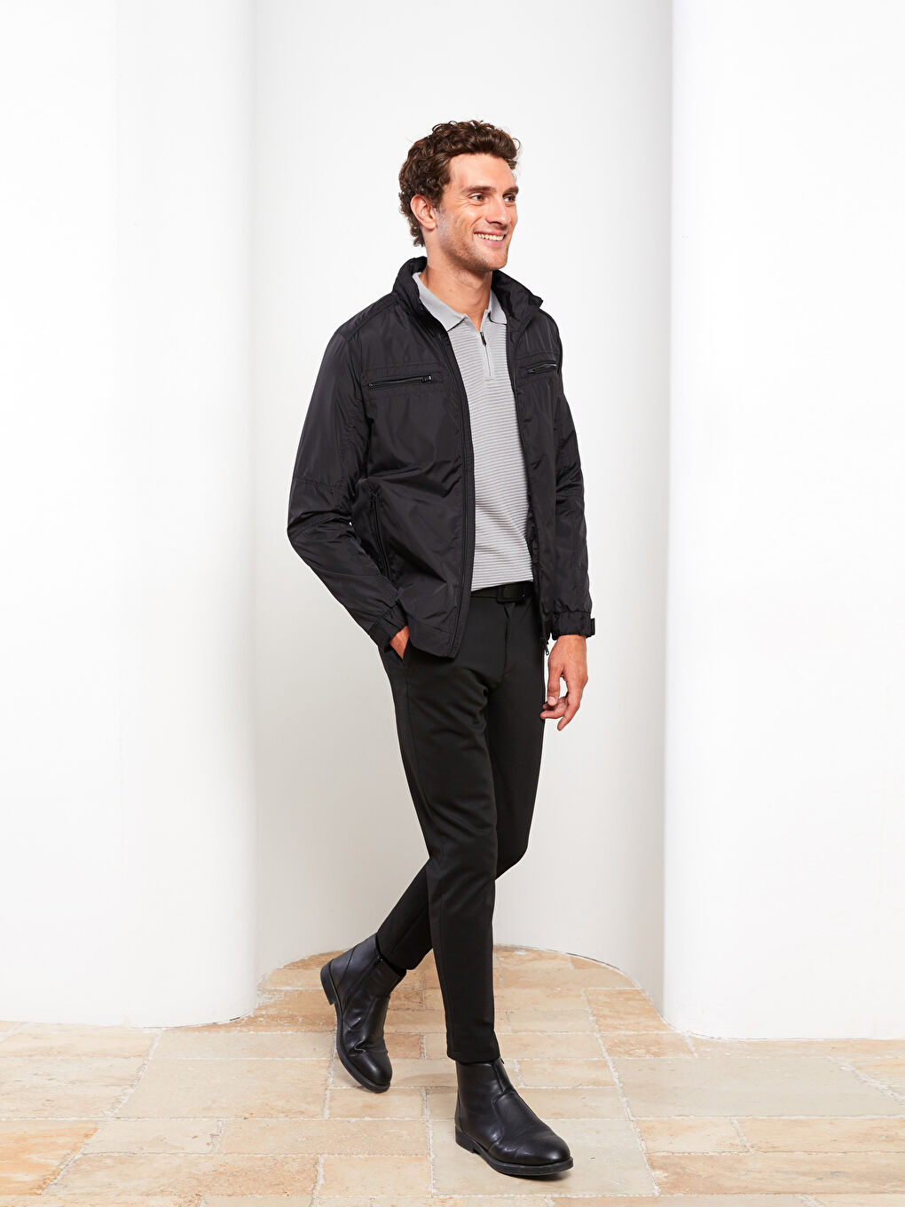 Standard Fit Funnel Neck Men's Coat-1