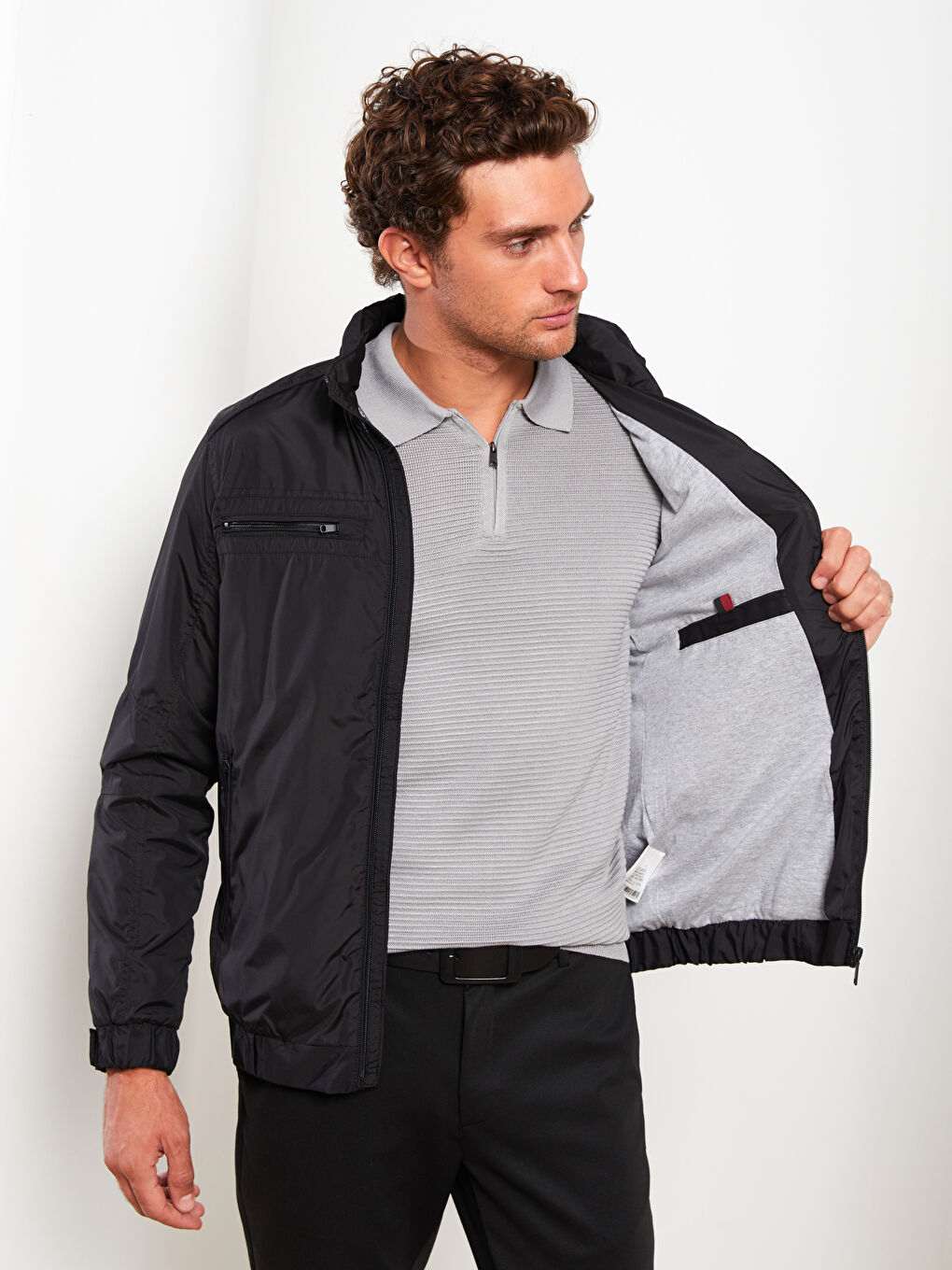 Standard Fit Funnel Neck Men's Coat-2