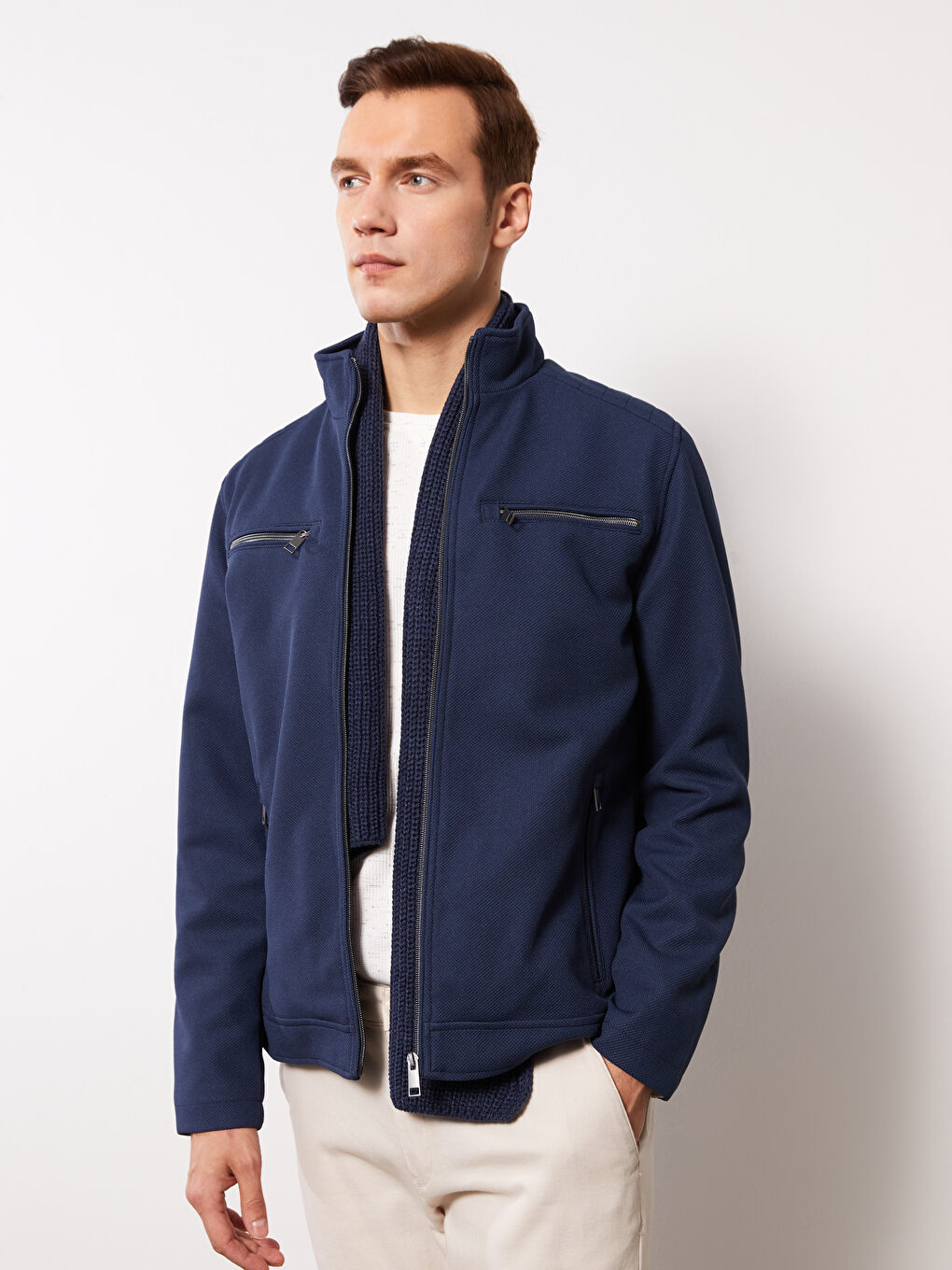 Standard Fit Funnel Neck Men's Coat -S32072Z8-DFJ