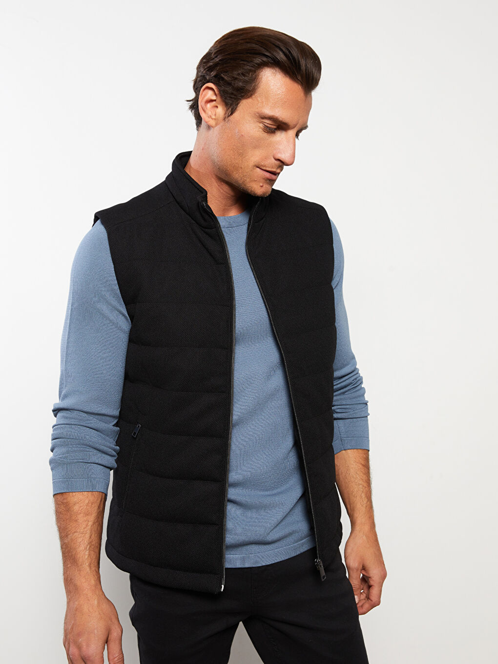 Standard Fit Funnel Neck Men's Waistcoat -S32073Z8-CVL