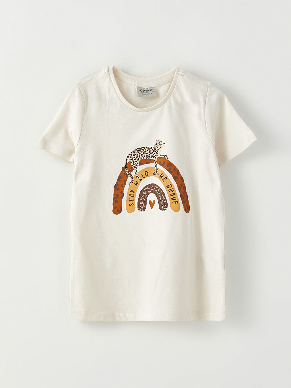 Хлопковая футболка с короткими рукавами, с круглым вырезом и принтом для девочек