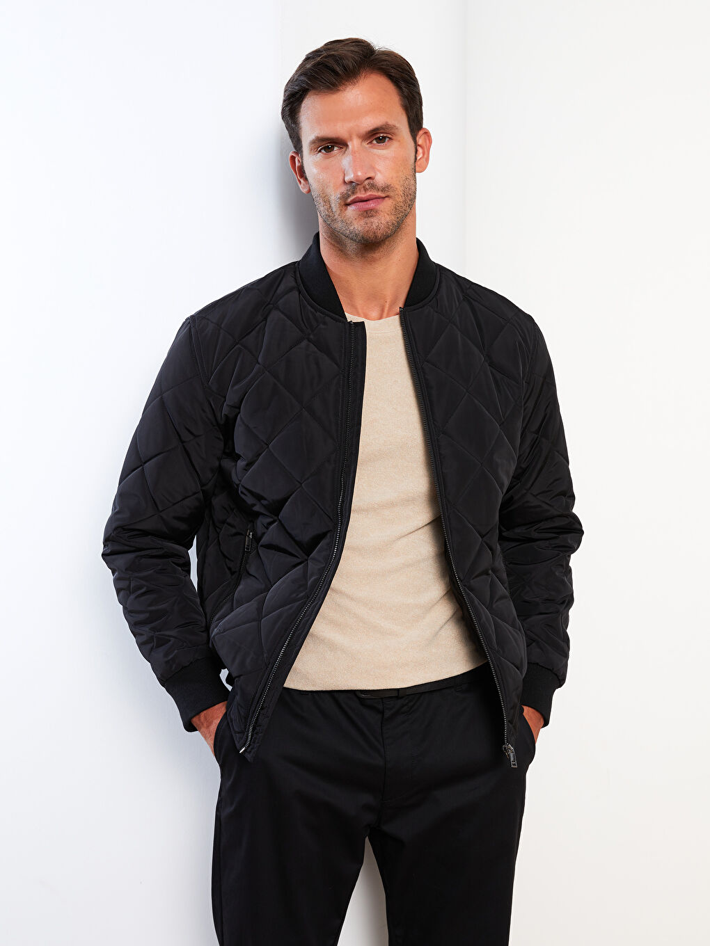 Slim Fit College Collar Bomber Men's Down Jacket -S32107Z8-CVL