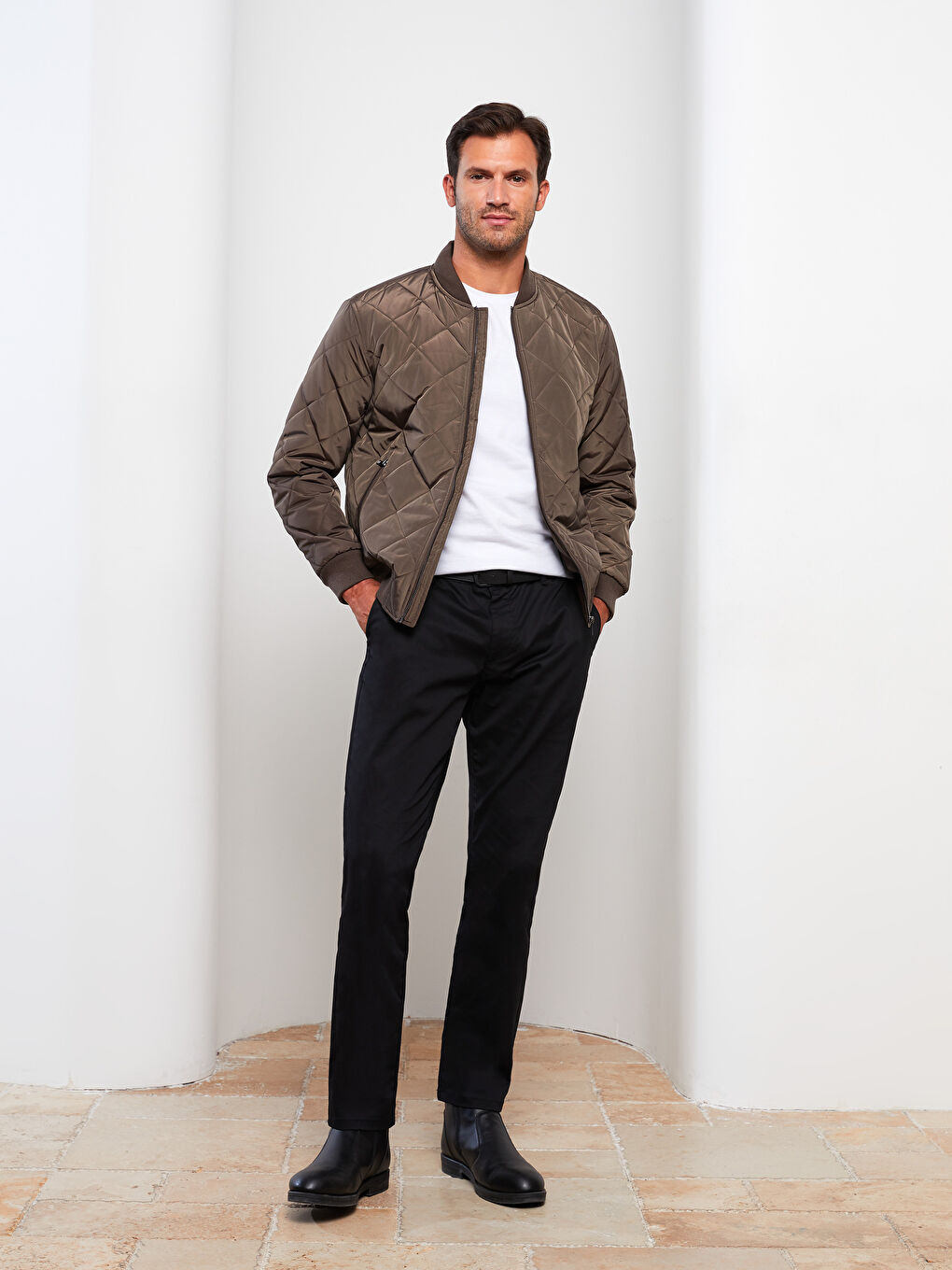 Slim Fit College Collar Bomber Men's Down Jacket -S32107Z8-RGB