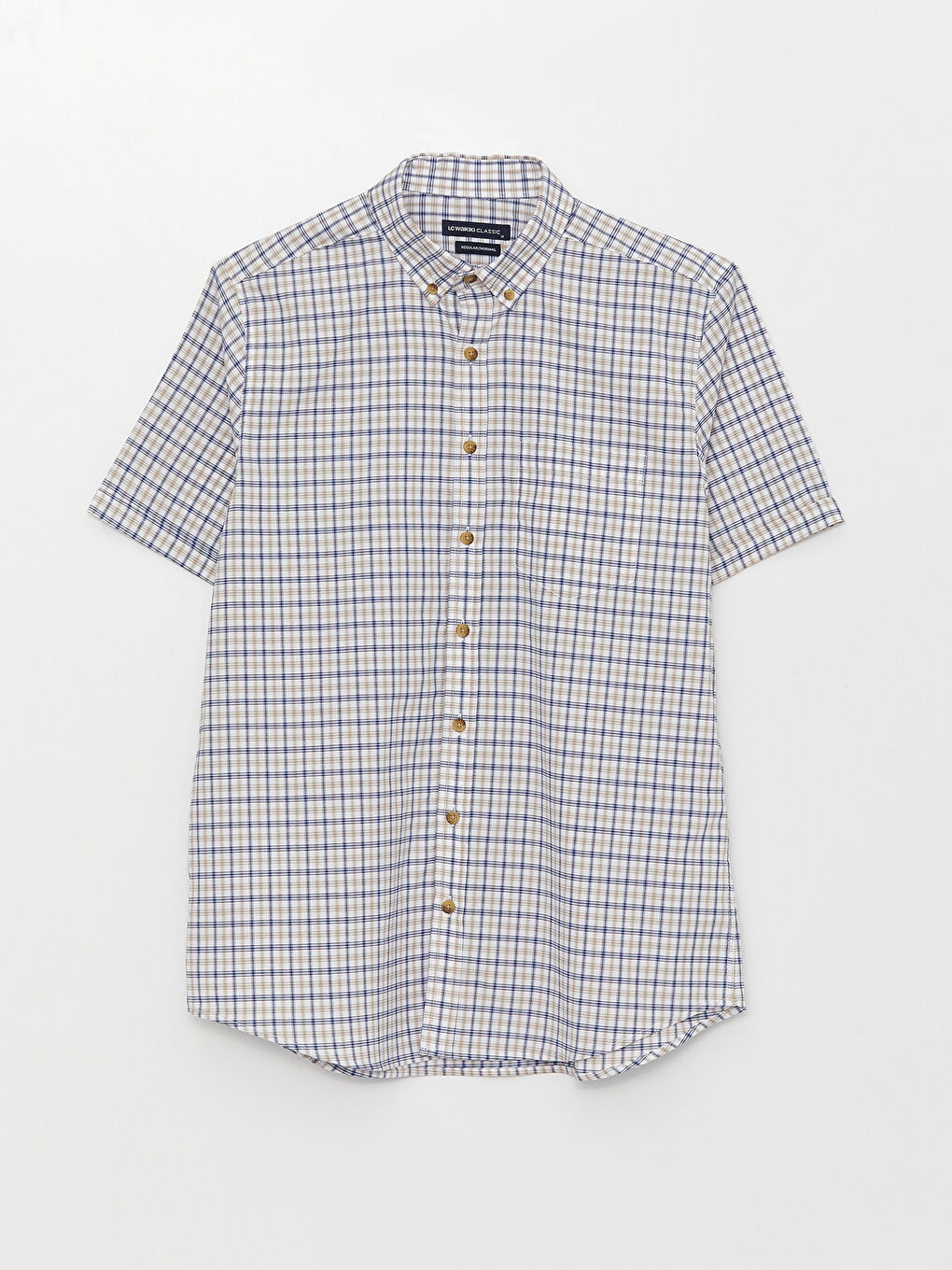 Рубашка мужская оксфордская в клетку стандартного кроя с короткими рукавами