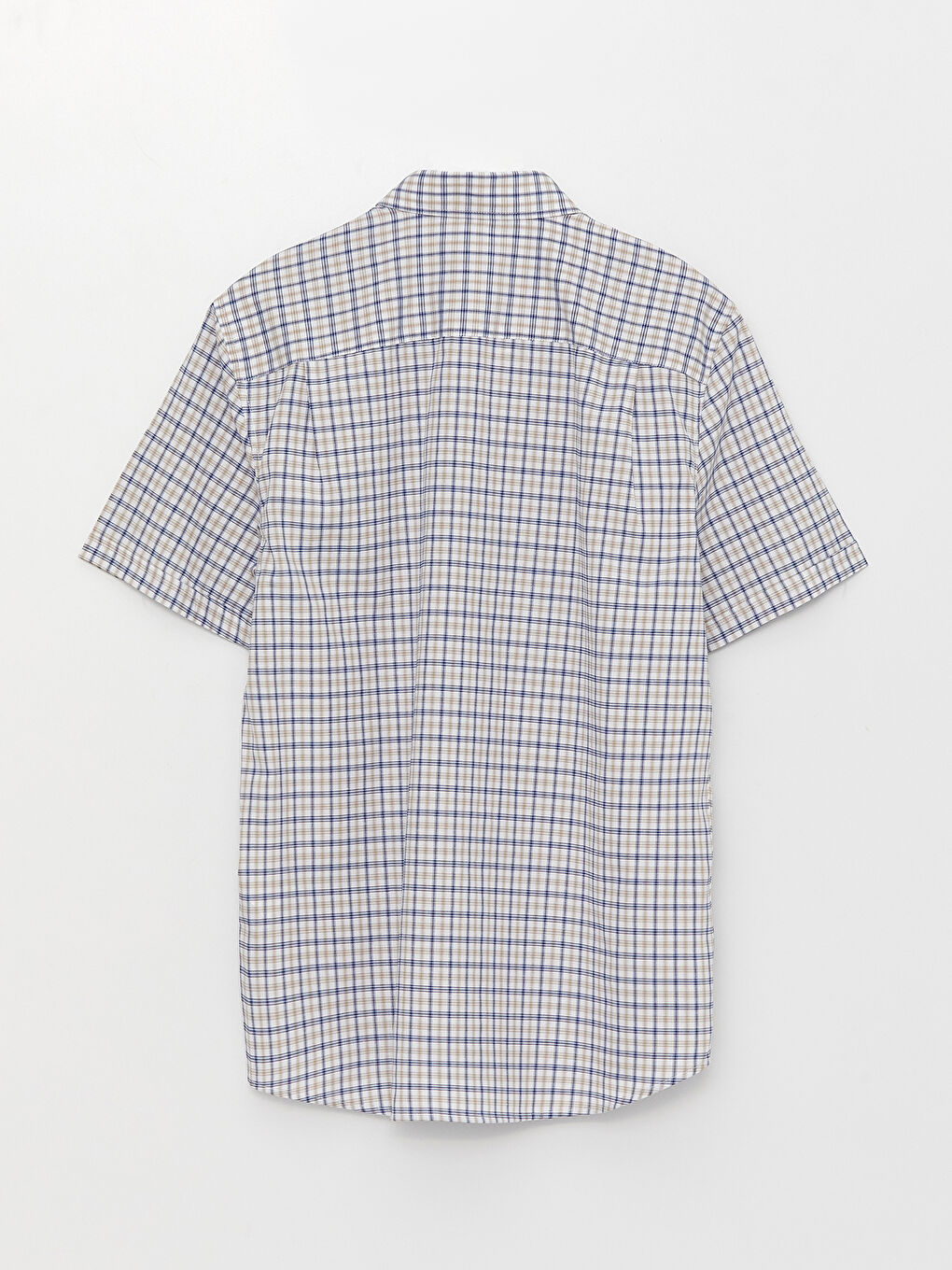 Рубашка мужская оксфордская в клетку стандартного кроя с короткими рукавами-1