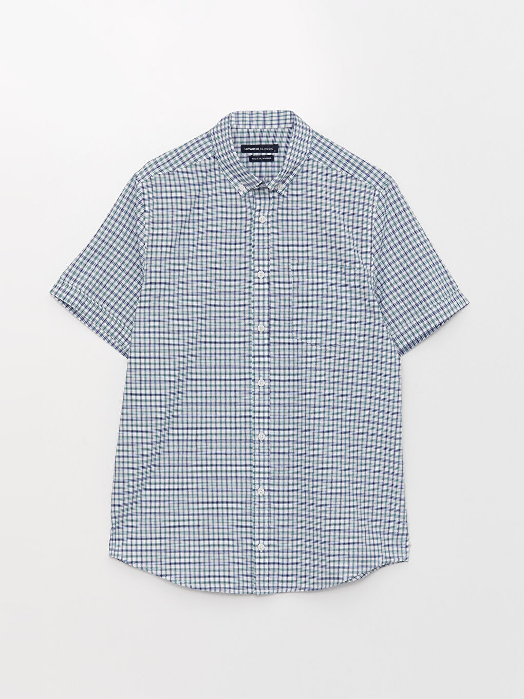 Ерлерге арналған қысқа жеңді торлы оксфорд жейде-5