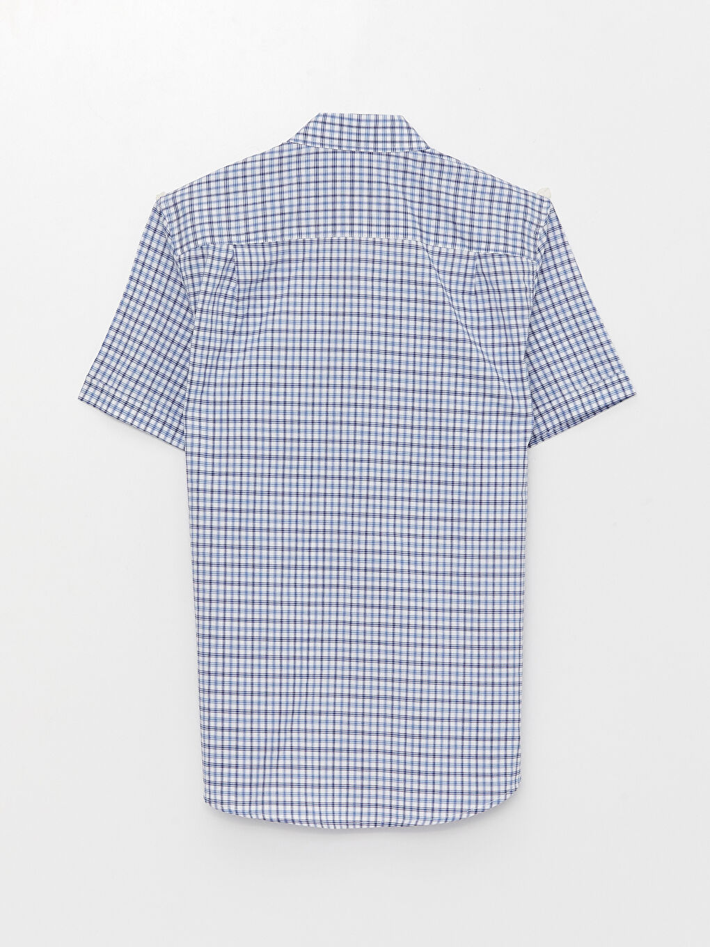 قميص أوكسفورد كاروهات كم قصير عادي للرجال-6